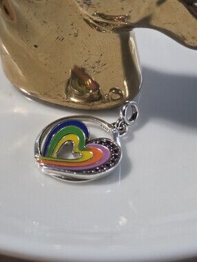 Pandora Heart of Freedom Medallion Rainbow Heart Enamel ME Charm